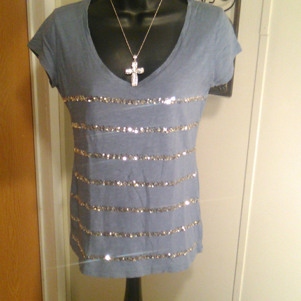 New York & Company sequin gray t-shirt